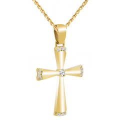 Χρυσός γυναικείος βαπτιστικός σταυρός Κ14 με αλυσίδα